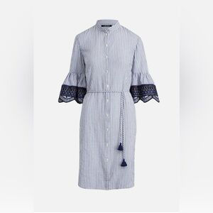 Ralph Lauren Blue and White Striped Dress with Navy Lace